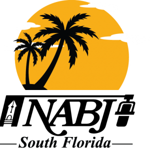 A black and white logo of the nabj.